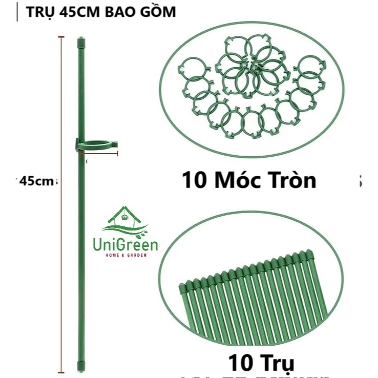Set 10 trụ cắm chống ngả nghiêng cho cây trồng, chất liệu sợi thủy tinh cứng cáp 45/60/75CM - UNIGREEN HOME & GARDEN Set 10 trụ cắm chống ngả nghiêng cho cây trồng, chất liệu sợi thủy tinh cứng cáp 45/60/75CM - UNIGREEN HOME & GARDEN - Ảnh 2