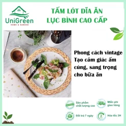 Tấm lót dĩa ăn, miếng lót cói lục bình, phong cách Vintage, hàng thủ công, lót bàn ăn