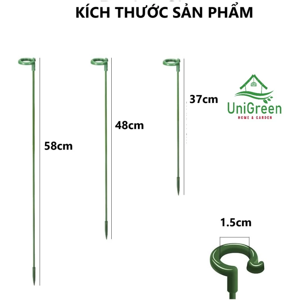 Set 10 cọc giá đỡ cố định lan, các loại cây trồng không bị ngã, Size 27cm, 37cm,48cm,58cm - UNIGREEN HOME&GARDEN Set 10 cọc giá đỡ cố định lan, các loại cây trồng không bị ngã, Size 27cm, 37cm,48cm,58cm - UNIGREEN HOME&GARDEN - Ảnh 3
