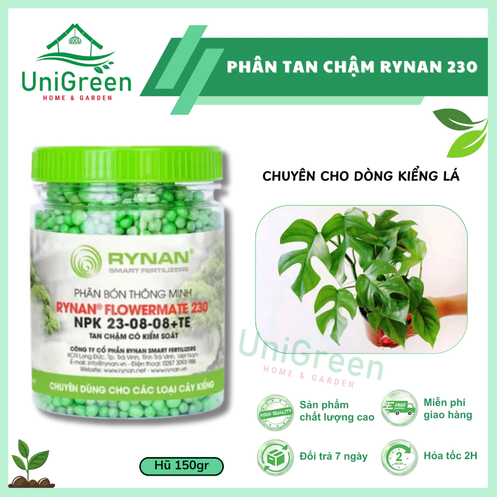 Phân Tan Chậm Rynan 230, Hũ 150gr, Chuyên Kiểng Lá, Dưỡng Lá Xanh, Sinh Trưởng Khoẻ Phân Tan Chậm Rynan 230, Hũ 150gr, Chuyên Kiểng Lá, Dưỡng Lá Xanh, Sinh Trưởng Khoẻ