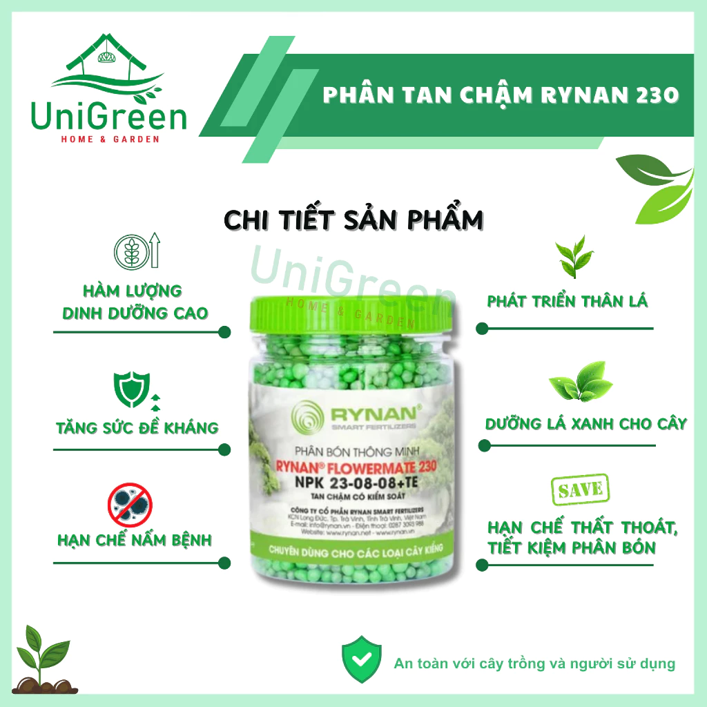 Phân Tan Chậm Rynan 230, Hũ 150gr, Chuyên Kiểng Lá, Dưỡng Lá Xanh, Sinh Trưởng Khoẻ Phân Tan Chậm Rynan 230, Hũ 150gr, Chuyên Kiểng Lá, Dưỡng Lá Xanh, Sinh Trưởng Khoẻ - Ảnh 2