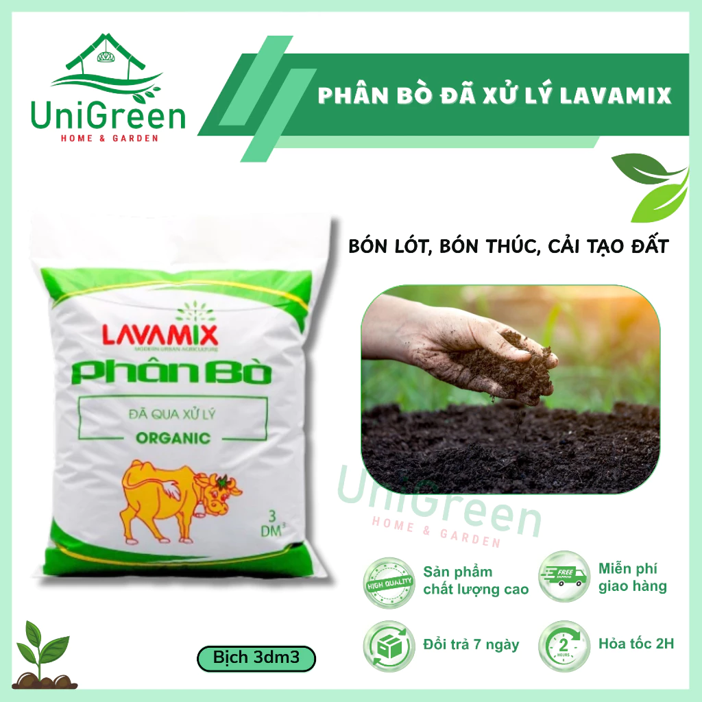 Combo 5 túi Phân bò đã xử lý Lavamix bịch 3dm3 Combo 5 túi Phân bò đã xử lý Lavamix bịch 3dm3