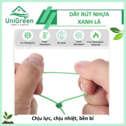 Dây Rút Làm Vườn- Màu Xanh Lá, Túi 100 Sợi, Đỡ Trái, Đỡ Nhánh Cây, Cố Định Giàn Leo
