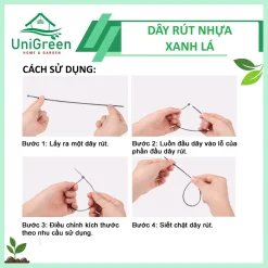 Dây Rút Làm Vườn- Màu Xanh Lá, Túi 100 Sợi, Đỡ Trái, Đỡ Nhánh Cây, Cố Định Giàn Leo
