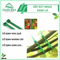 Dây Rút Làm Vườn- Màu Xanh Lá, Túi 100 Sợi, Đỡ Trái, Đỡ Nhánh Cây, Cố Định Giàn Leo