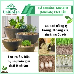 [Túi 1Kg] Đá Khoáng MASATO Cao Cấp Sạch Bụi Vụn, Chuẩn Kích Thước 2-4mm, 3-6mm, Đá Maifan