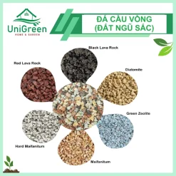 [Túi 1kg] Đá Cầu Vồng, 100% Sạch Bụi, Rải mặt chậu, Kích Rễ Nhanh, Giữ màu sen đá