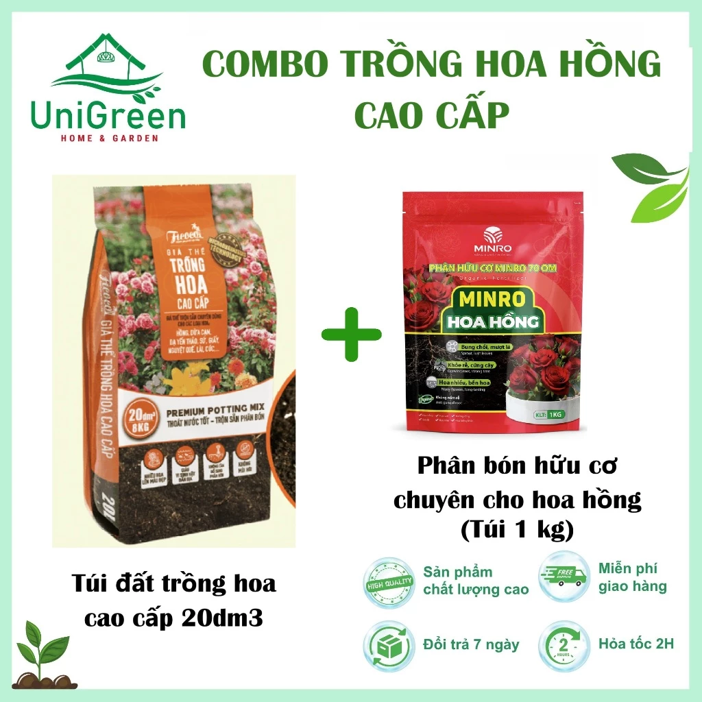 Combo Trồng Hoa Hồng Cao Cấp - Unigreen Home&Garden Combo Trồng Hoa Hồng Cao Cấp - Unigreen Home&Garden