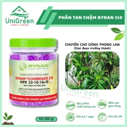 Phân Tan Chậm Unigreen Home&Garden, Rynan 210, Hũ 150gr, Chuyên Phong Lan (Giai đoạn trưởng thành)