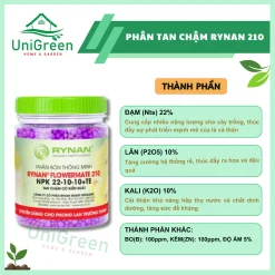 Phân Tan Chậm Unigreen Home&Garden, Rynan 210, Hũ 150gr, Chuyên Phong Lan (Giai đoạn trưởng thành)