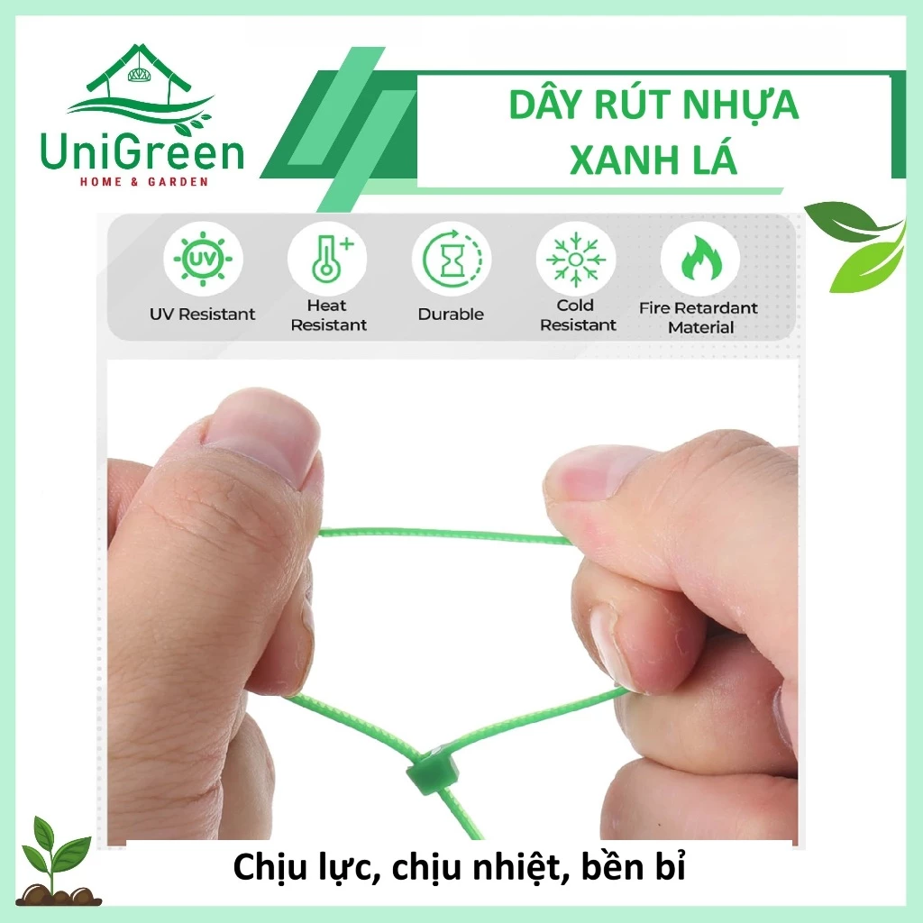 Dây Rút Làm Vườn Unigreen Home&Garden, Màu Xanh Lá, Túi 100 Sợi, Đỡ Trái, Đỡ Nhánh Cây, Cố Định Giàn Leo Dây Rút Làm Vườn Unigreen Home&Garden, Màu Xanh Lá, Túi 100 Sợi, Đỡ Trái, Đỡ Nhánh Cây, Cố Định Giàn Leo - Ảnh 4