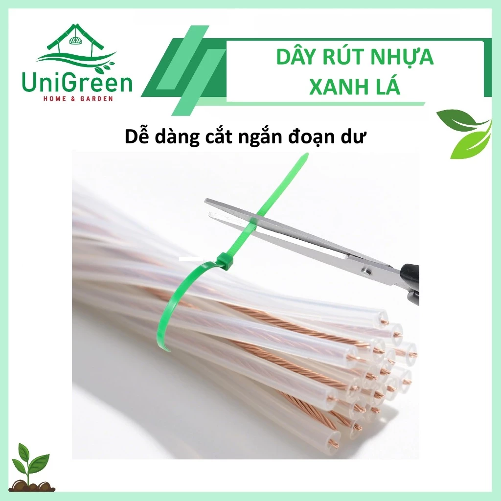 Dây Rút Làm Vườn Unigreen Home&Garden, Màu Xanh Lá, Túi 100 Sợi, Đỡ Trái, Đỡ Nhánh Cây, Cố Định Giàn Leo Dây Rút Làm Vườn Unigreen Home&Garden, Màu Xanh Lá, Túi 100 Sợi, Đỡ Trái, Đỡ Nhánh Cây, Cố Định Giàn Leo - Ảnh 2