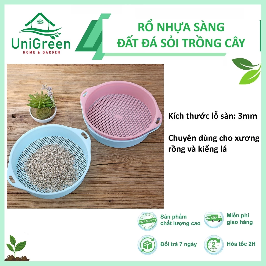 Rổ Nhựa Cứng Sàng Lọc Đất Cát, Đá Sỏi Unigreen Home&Garden, Chuyên Dùng Cho Xương Rồng, Kiểng Lá