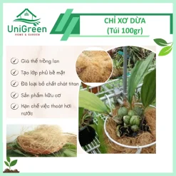 Chỉ Xơ Dừa Unigreen Home&Garden, Túi 100gr, Chuyên Dùng Trồng Lan, Kiểng Lá, Đắp Gốc Giữ Ẩm Cây Trồng