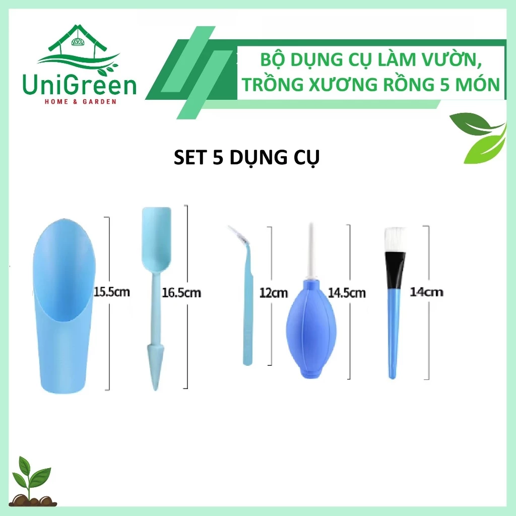 Bộ Dụng Cụ Làm Vườn Mini 5 Món Unigreen Home & Garden, Chuyên Trồng Sen Đá, Xương Rồng, Tiểu Cảnh Bộ Dụng Cụ Làm Vườn Mini 5 Món Unigreen Home & Garden, Chuyên Trồng Sen Đá, Xương Rồng, Tiểu Cảnh - Ảnh 3